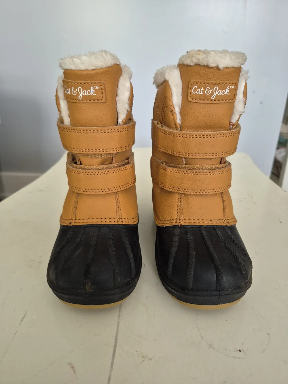 Cat & Jack Boys Kids' Insulated Winter Boots Waterproof Faux Fur Size 12